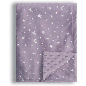 Baby blanket soft minky fleece star moon print 30x40 toddler stroller crib throw